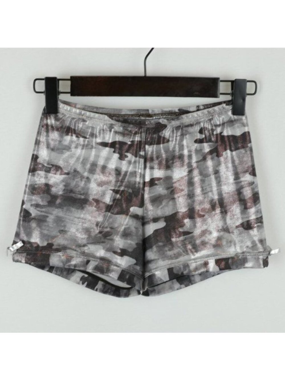 Monkeybar Buddies Cosmic Camo Girls Size 10 Gray Spandex Gymnastics Shorts